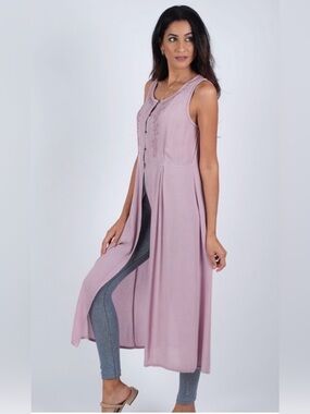 Sleeveless Dusty Rose Split-Front Maxi Dress. LG/GR/GR01. 5019